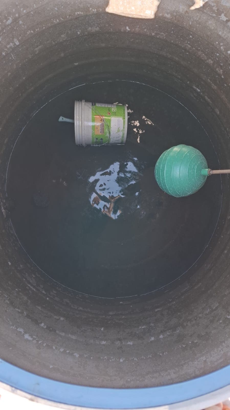 Overhead tank (blue): before cleaning